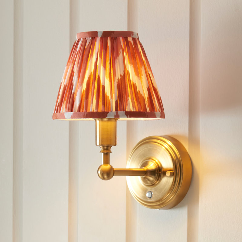 Burley Rechargeable LED Rechargeable and Zigzag 16cm apricot orange shade Wall Sconce, Apricot Orange
