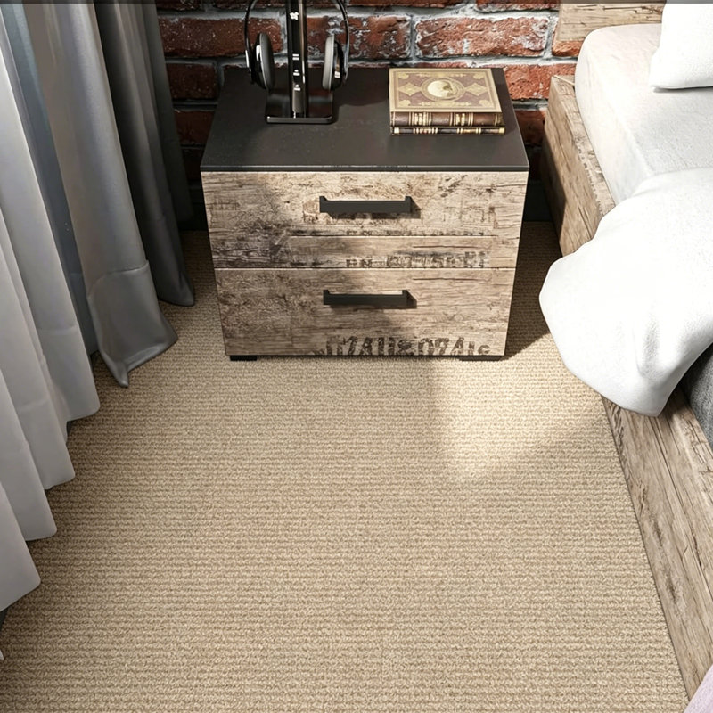 30cm W x 30cm L Level Cut And Loop Adhesive Polyester Carpet Tile, Beige