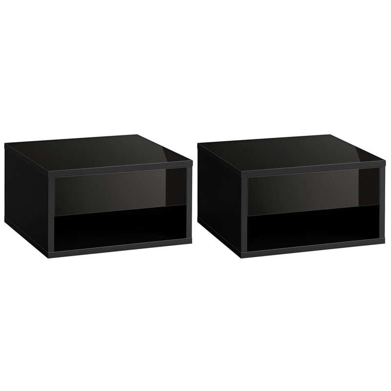 Kudeep 37cm W Manufactured Wood Bedside Table, Black