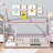Wooden House Frame Twin Floor Bed With Safety Guardrails-2125423757