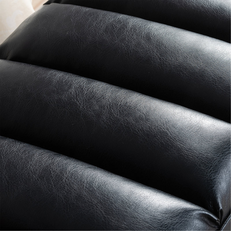 Lubbert Faux Leather Bench, Black, Metal