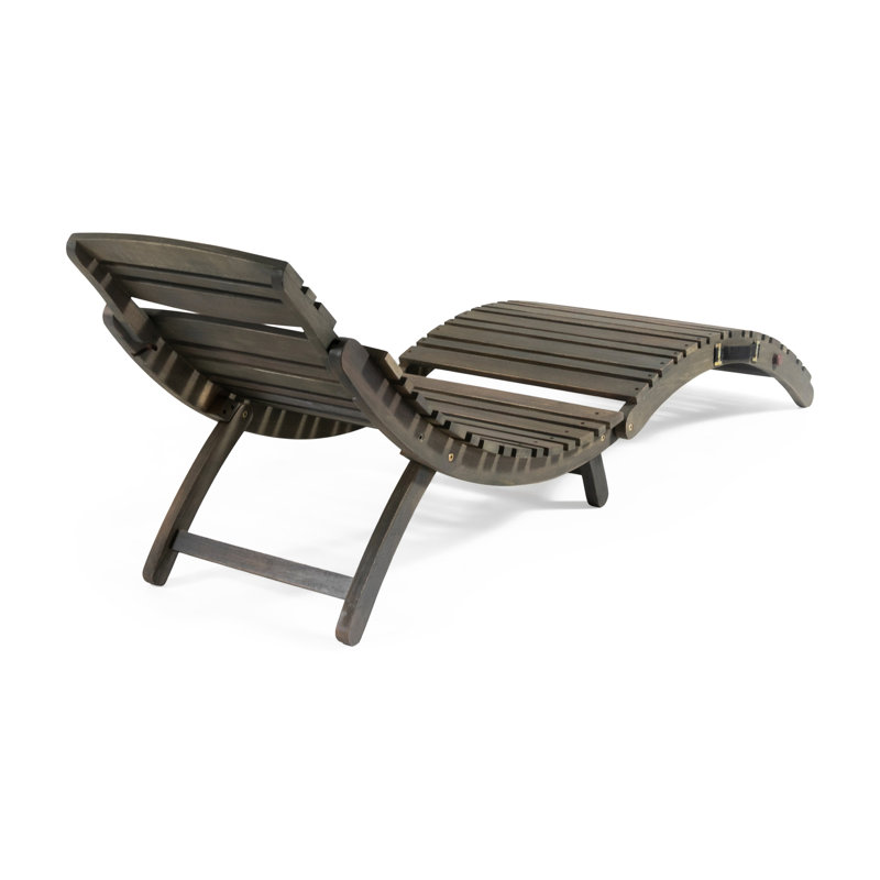 Foldable Grey Wood Chair For Outdoor Use - To Weather Chaise In Backyard Foldable, 72.75W X 24.22H, Gray