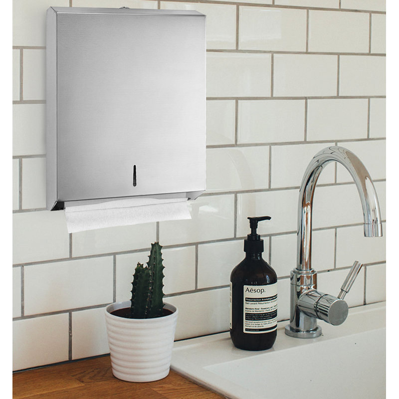 C-Fold/Multi-Fold Paper Towel Dispenser and Soap Dispenser Bundle, Silver