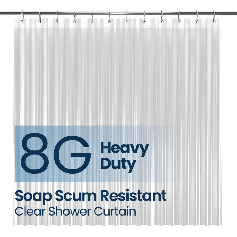 Doublure de rideau de douche LiBa Premium 8G PEVA - Plastique imperméable, non toxique, épais avec œillets antirouille - l 72 po x H 72 po transparent