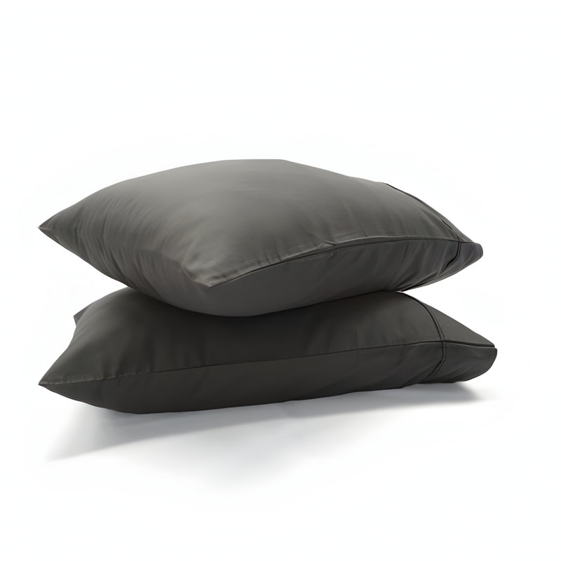 400TC Sateen Cotton Solid Pillowcases (Set Of 2), Dark Grey