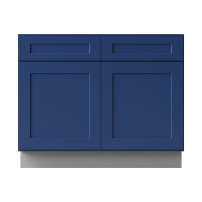 Armoire de cuisine à base d'évier en bois massif de bouleau bleu avec portes à fermeture en douceur de style Shaker de L 42 po x H 34,5 po x P 24 po Sinber