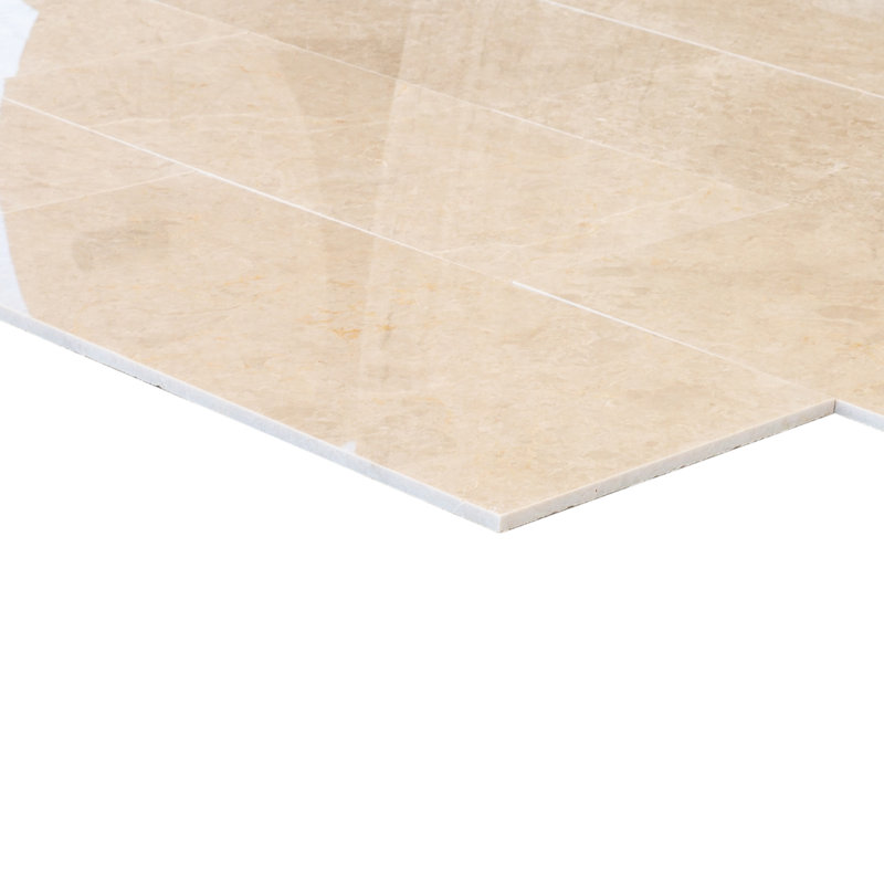 Carreau de marbre et de sol aspect marbre poli beige, L 12 po x L 24 po