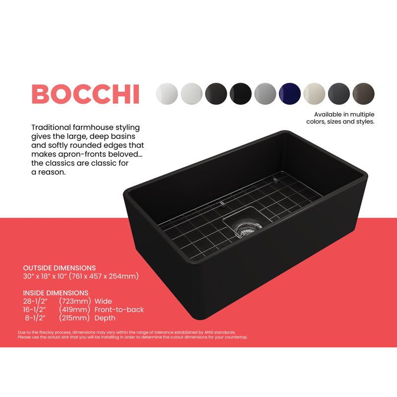 30'' L Kitchen Sink, Matte Black