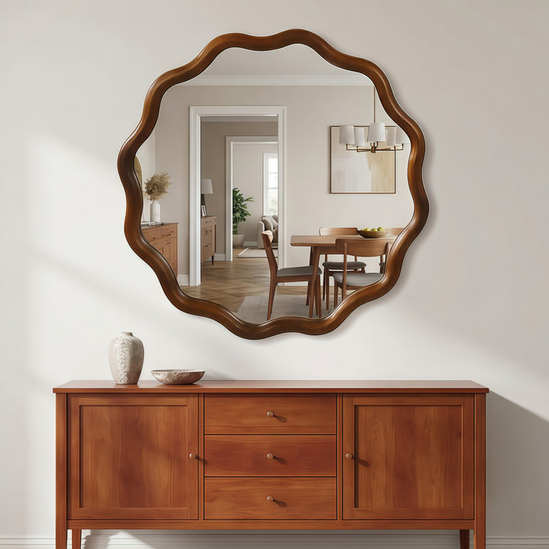 Miroir rond, Rond, Noyer