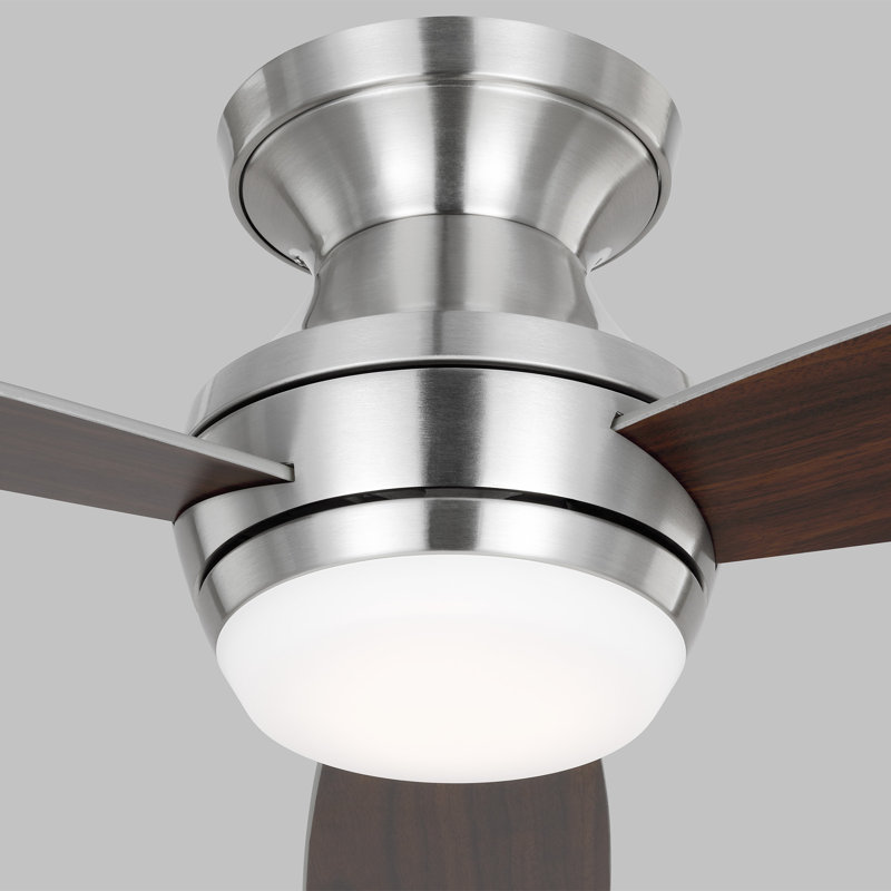 Ikon LED Ceiling Fan, Brushed Steel with Silver/Walnut Blades, 44"