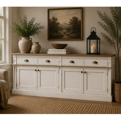 Farmhouse Style Solid Wood Sideboard Console Cabinet with Drawers & Storage - 92"