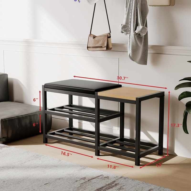Banc de rangement pour chaussures à 3 niveaux avec rangement pour bottes - Capacité de 570 lb