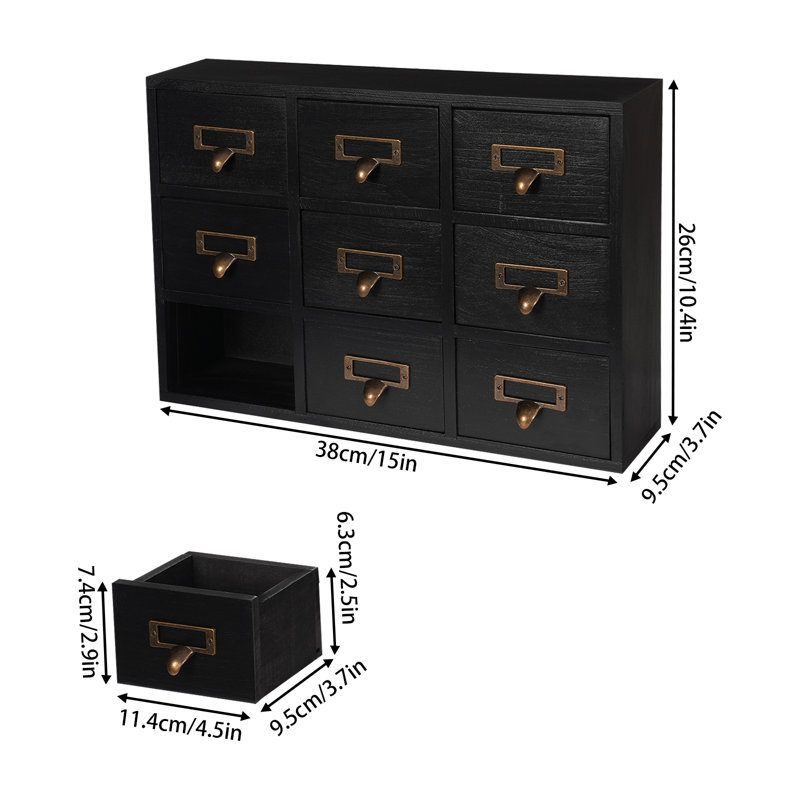 Shurma Wood Stackable Desk Organizer with Drawers, Black