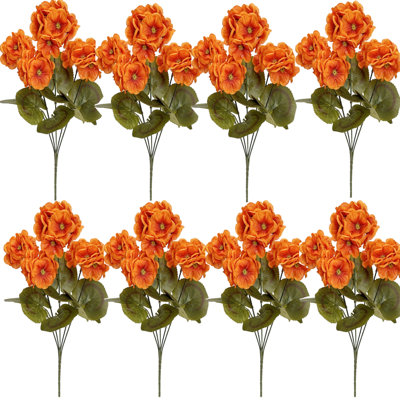 8Pcs 13.4Inch Realistic Artificial Geranium, Uv Resistant, Wedding Kitchen Garden Table Centerpieces Indoor Outdoor Decor