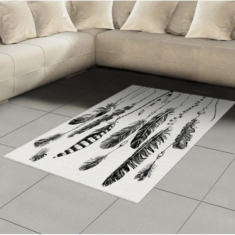 Tapis zone grise ethnique, Rectangle— 4 pi x 5 pi 8 po