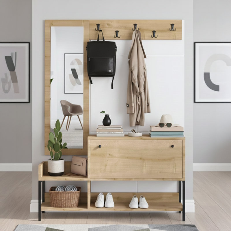 Jakailah Hall Tree 47.2'' Wide with Shoe Storage
