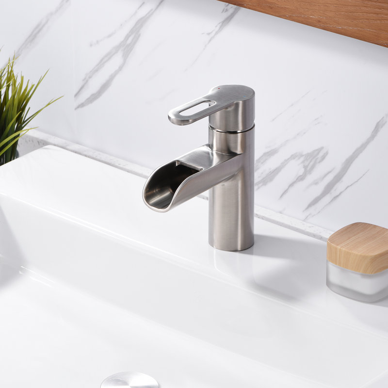 Single Hole Bathroom Faucet with Drain Assembly, Brushed Nickel