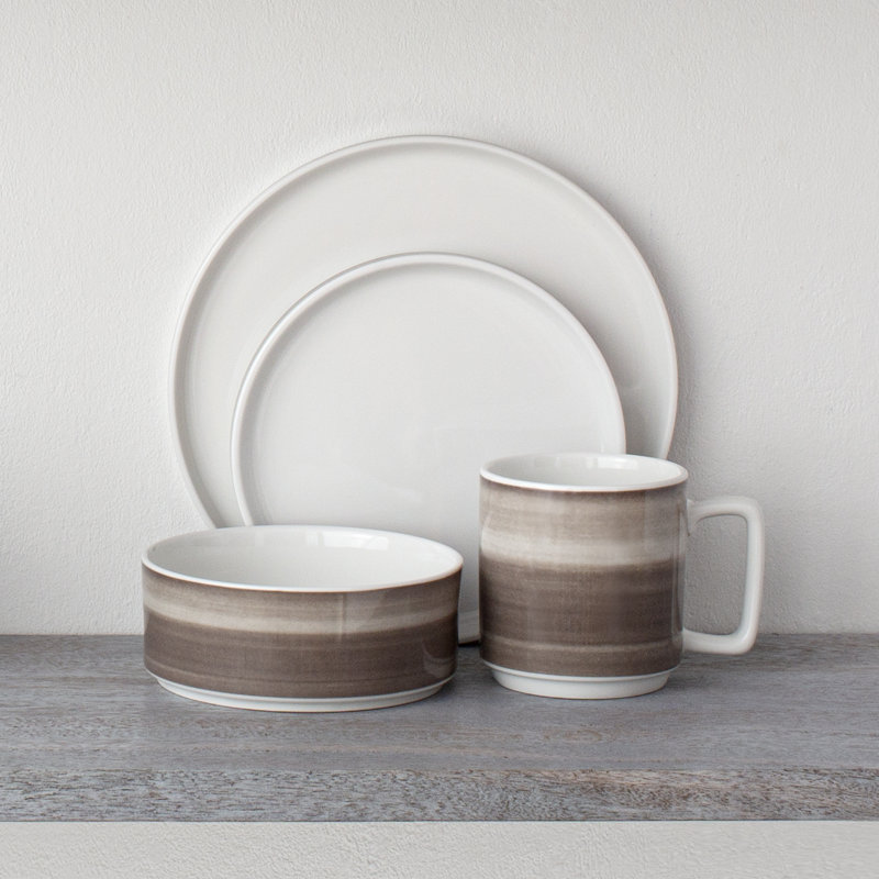 Noritake Colorstax Ombre Stax 4-Piece Place Setting, Service for 1, Umber