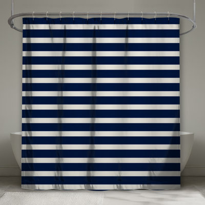 Rideau de douche à rayures bleu marine