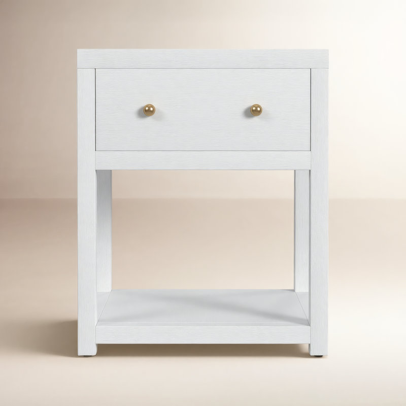 Celine 21" 1-Drawer Nightstand, Textured White, Textured White