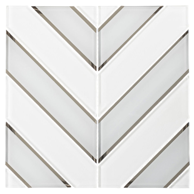 Hampton 12-in. x 12-in. Chevron Look Frosted Glass Wall Mosaic Tile, Wakemann