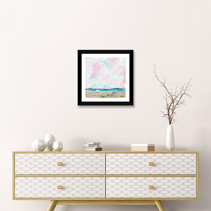 «Beach Days II», reproduction sur toile tendue, H 16 po x l 16 po x p 1 po, Papier beaux-arts encadré noir