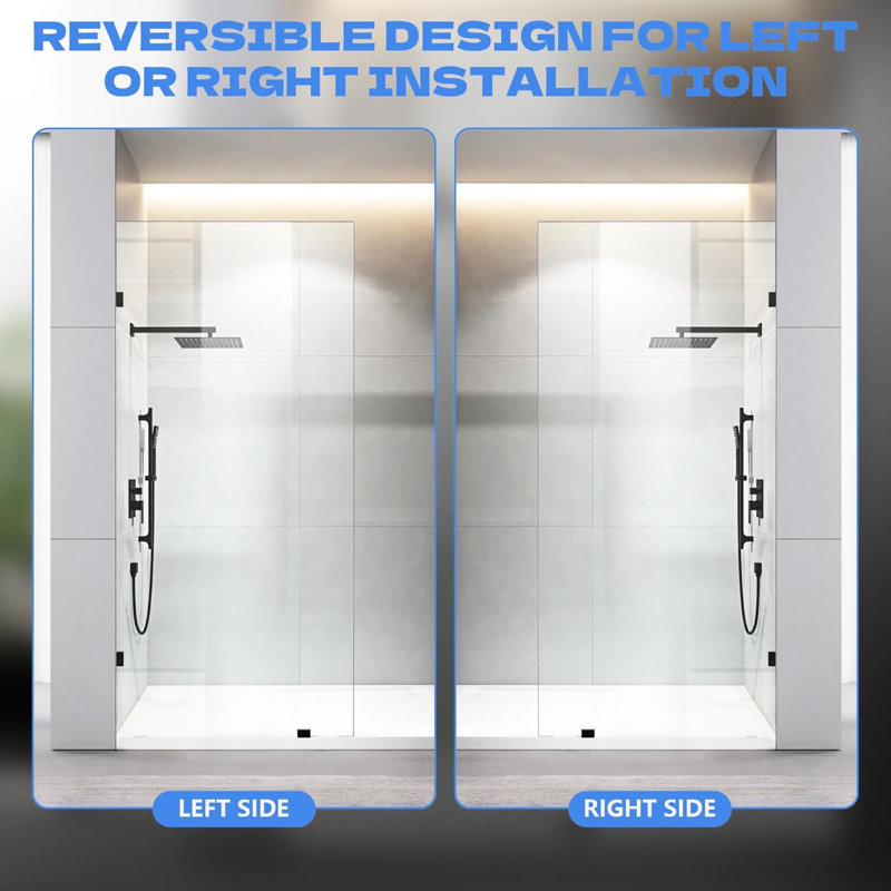 Panneau de verre fixe 72 "H 32" W 32 "avec 3/8" 10mm trempé et pinces, conception élégante pour les salles de bain modernes