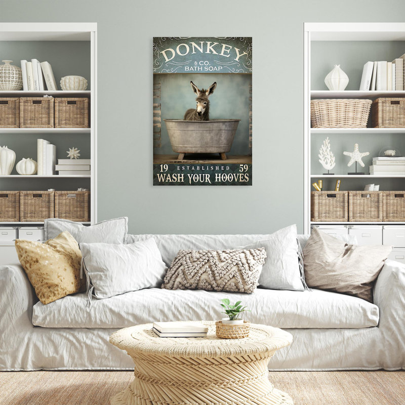 Donkey Bath Soap On Canvas, impression, H 14 po x l 11 po x P 1,25 po