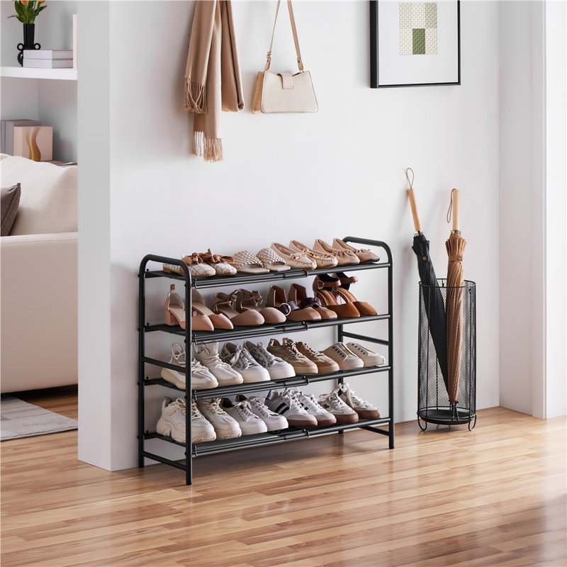 Expandable Shoe Rack for Entryway Hallway, Black, 20 Pairs-4Tier