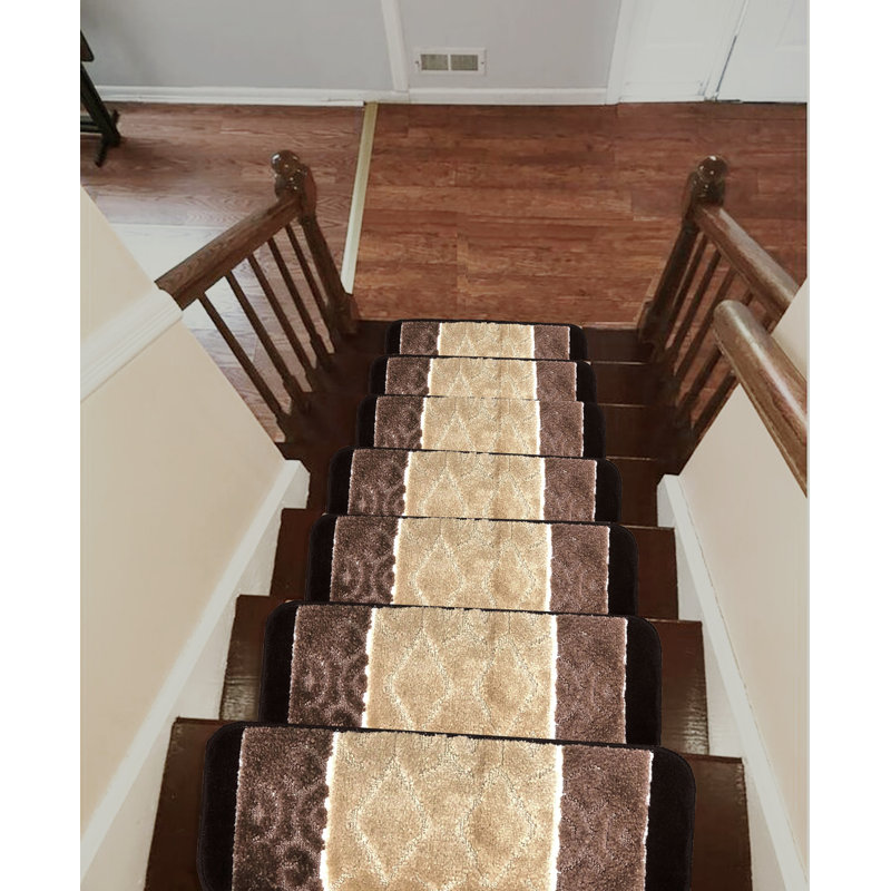 Tapis d'escalier en caoutchouc Karlstad, Brun