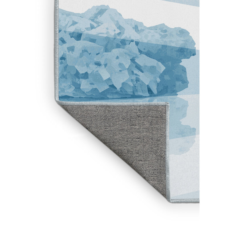 Machine Washable Paizlei Salar Uyuni Bolivia Minimalist Rug in Blue – SkyBlue Binding, 2x3