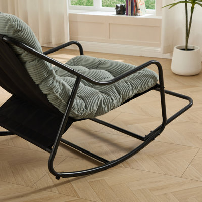 Chaise berçante d'extérieur, coussin confortable, avec coussin épais et doux, pour le salon, la chambre à coucher, la structure de la salle de lecture avec coussin