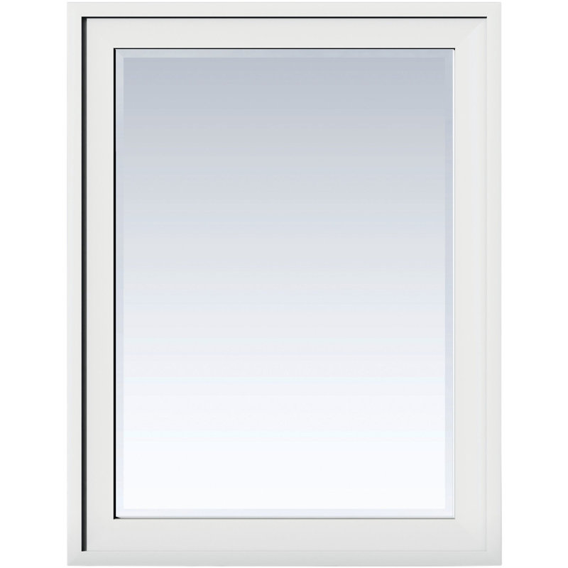 Addison Rectangle Wall Mirror, 39" x 30", Glossy White