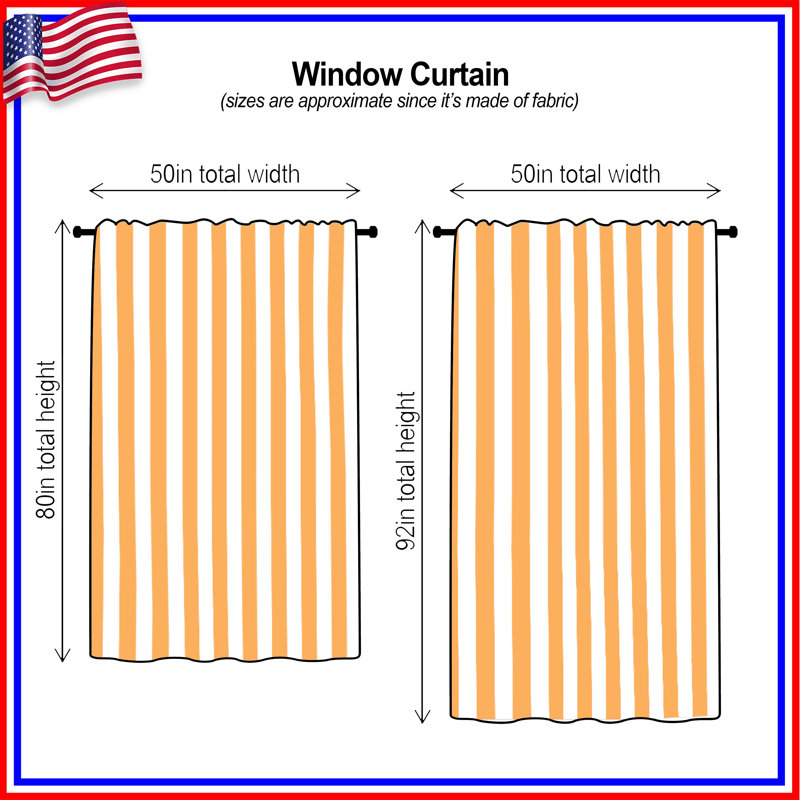 Orange Vertical Stripes Window Curtains, Stripes Sheer & Blockout Curtains - 1 Panel, Blocage, 50 po x 92 po - 1 panneau