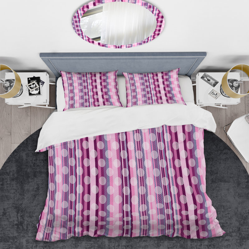 Ensemble de housse de couette en microfibre mauve / blanc 3 pièces