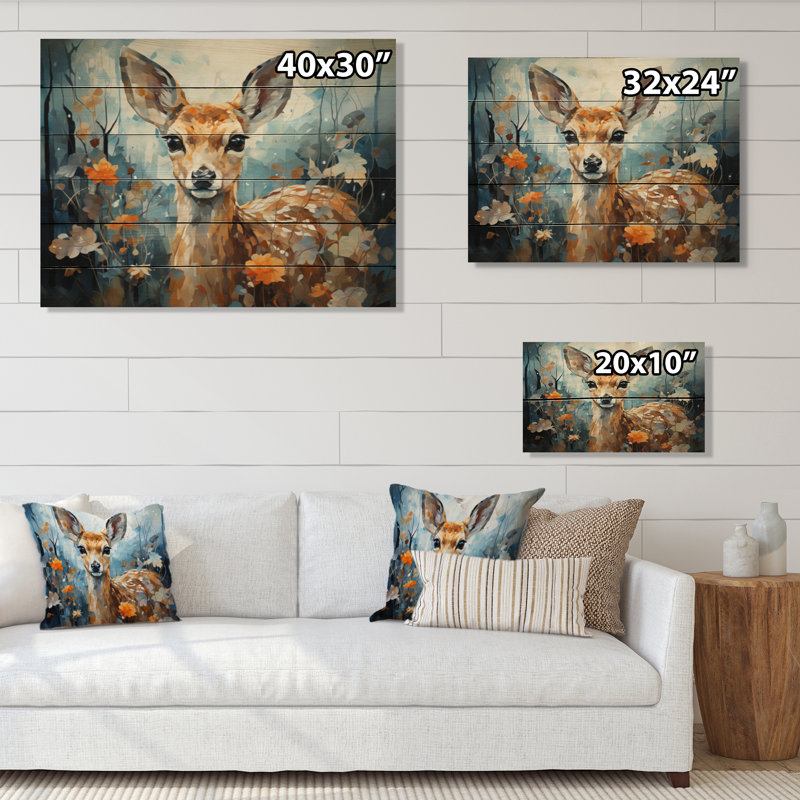 Laurianne Deer Graceful Fawn Collage I sur bois, H 30 po x l 40 po x P 0,78 po