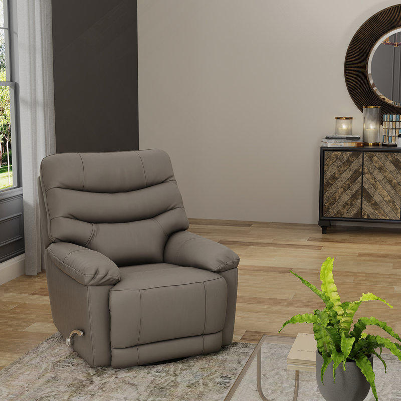Global Home Swivel Glider Recliner with Manual Footrest In Oslo Sky