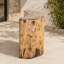 Half-Moon Wood-Look Outdoor Bar Table with Two-Tier Storage Shelves
