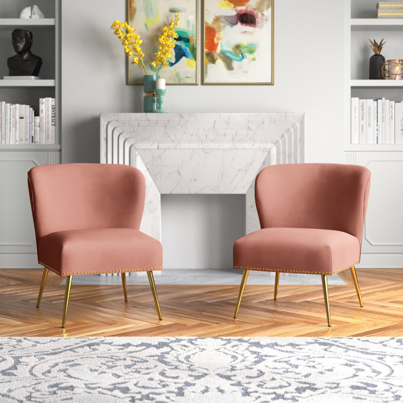Clive Velvet Side Chair, Pink Velvet
