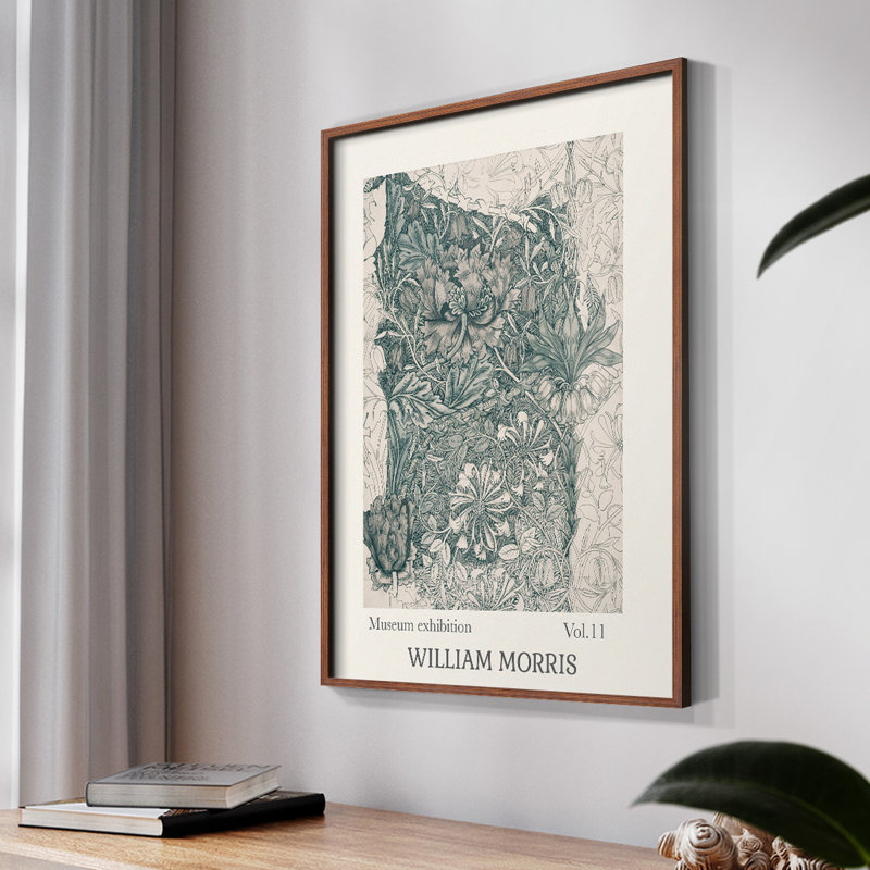 William Morris, reproduction d'art encadrée, H 14 po x l 11 po, Noyer