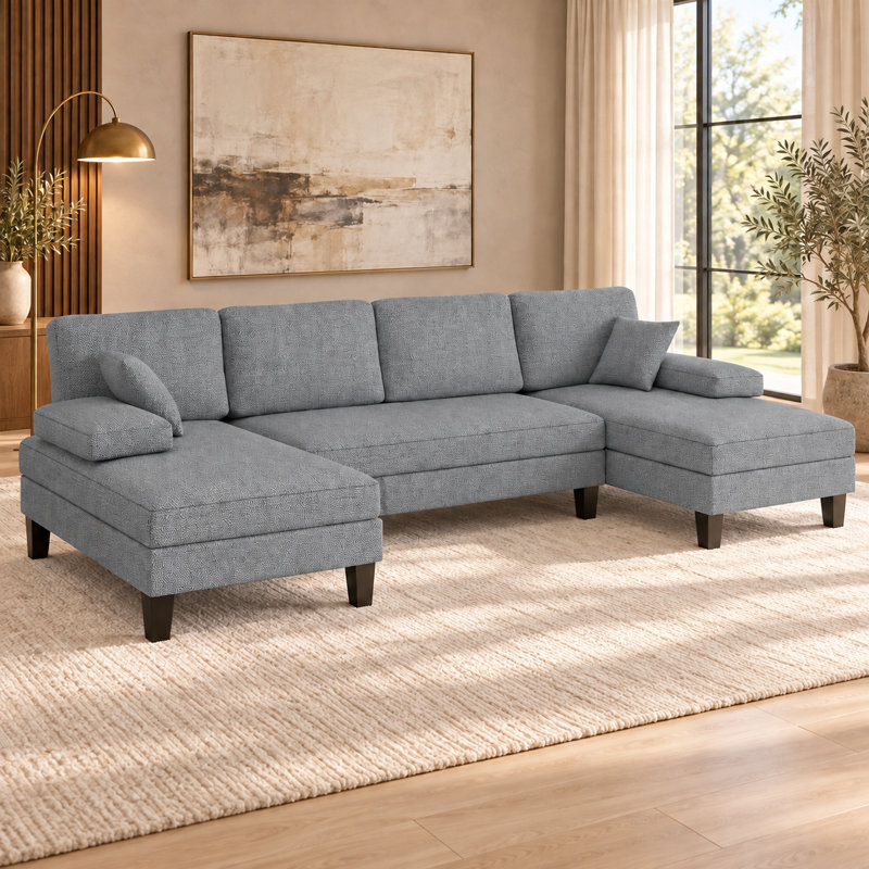 Canapé-lit modulaire convertible en U en chenille, Grey