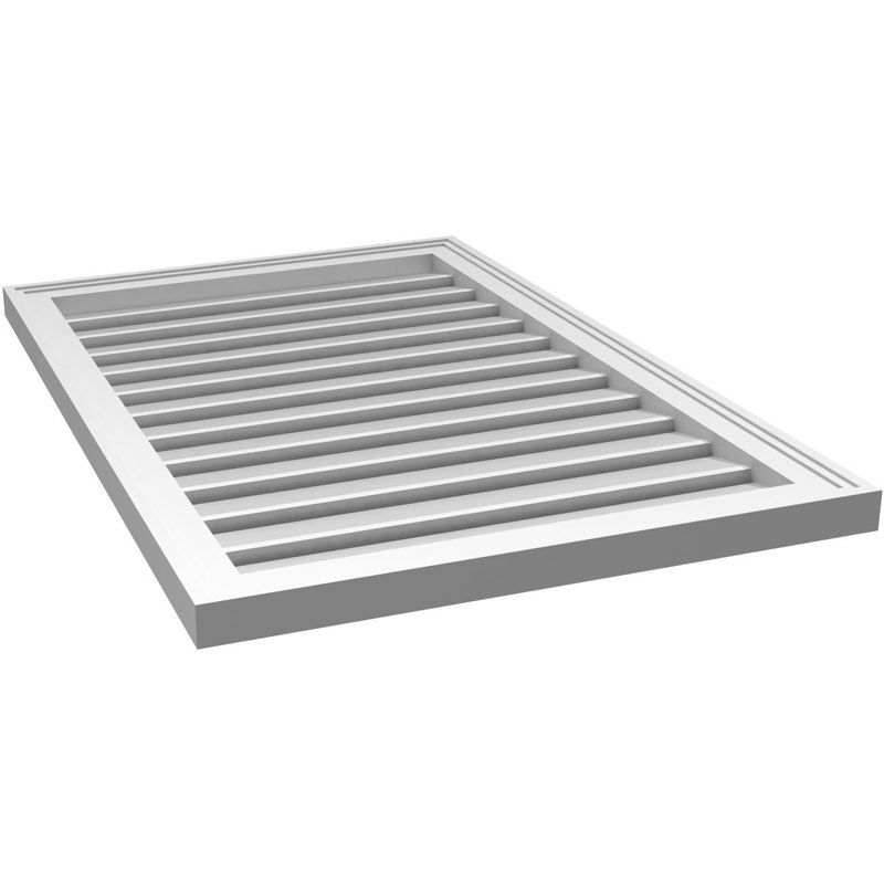 Évent à pignon fonctionnel en uréthane rectangulaire à fixation en surface, brun clair apprêté, H 36 po x l 24 po x P 1,5 po