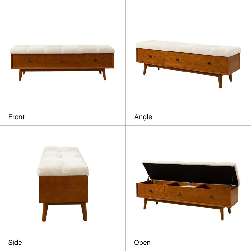 Beauchamps Upholstered Flip Top Storage Bench, Acorn