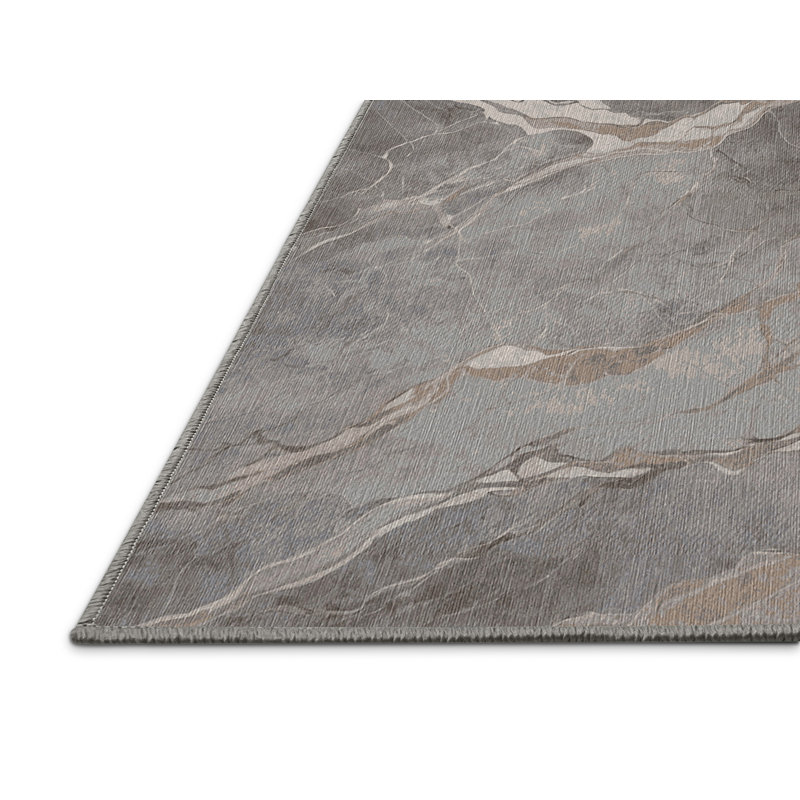 Machine Washable Gray Area Rug, Square 8'