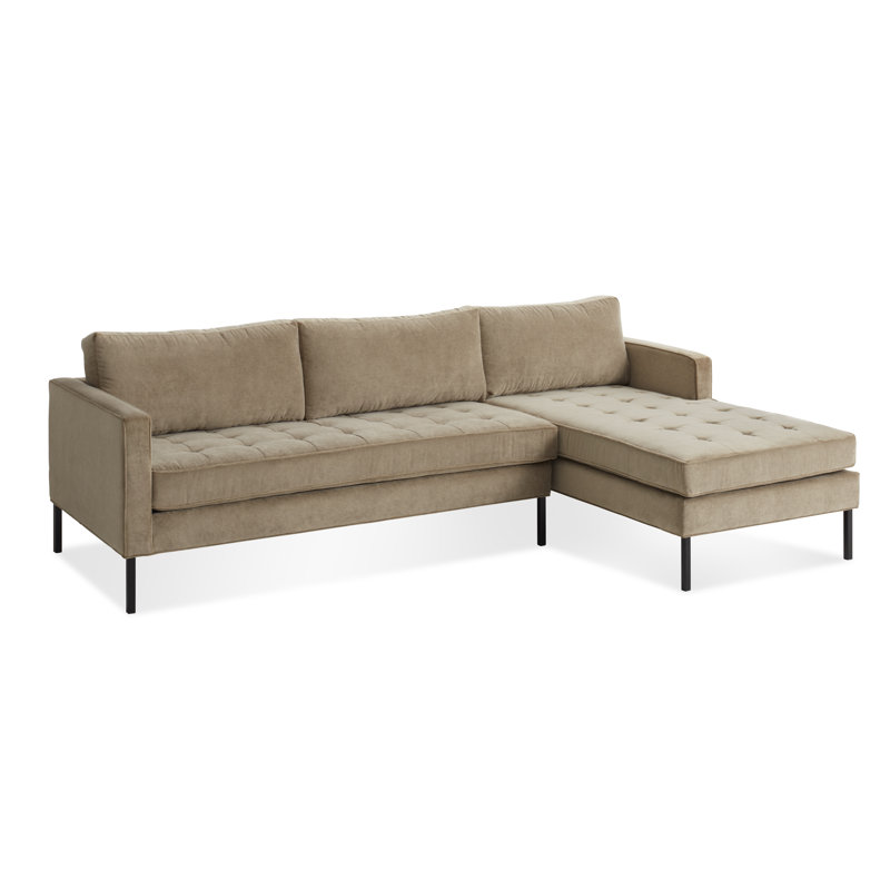 Paramount Chaise Sectional, Black, Sanford Oatmeal Basketweave, Right Hand Facing