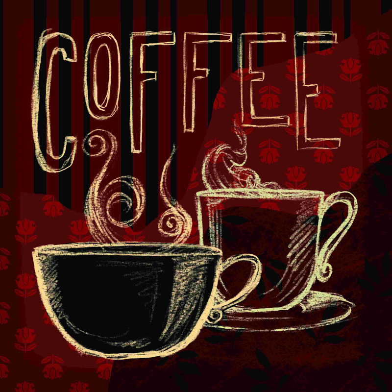 «Coffee and Cups Spice Tone», impression sur toile tendue, L 12 po x H 12 po