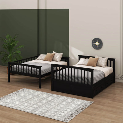 Full-Over-Full Bunk Bed With Built-In Drawers And A Convertible Bed Configuration
