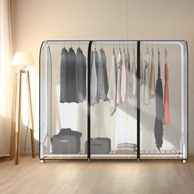 Clear Garment Rack Cover 6Ft Transparent Clothes Rack Cover Waterproof Clothing Rack Cover With 2 Durable Zippers For Garment Rack (72"L X 20"W X 60"H, Rack Not Included)