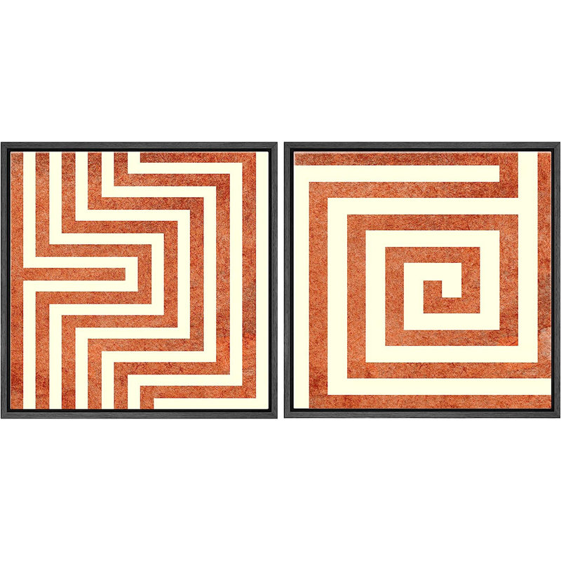 «Geometric Line», reproduction encadrée sur toile 2 pièces, Cadre noir, H 16 po x l 32 po x P 1,5 po