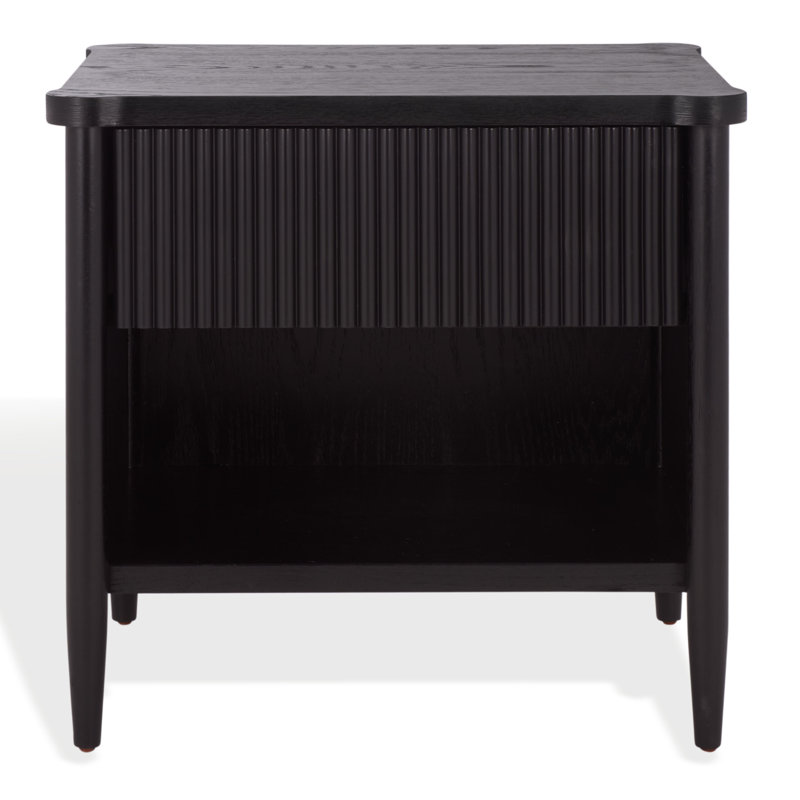 Colne Dorchester 1 Drawer Reeded Nightstand, Black